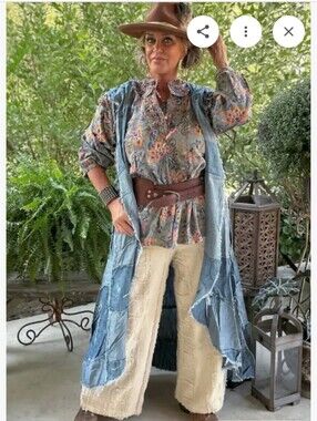 Jaded Gypsy Patchwork Skies Hooded Duster Vest NWOT L/ XL